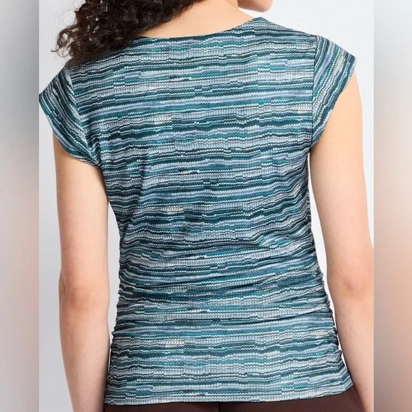 Les Serein Cowl Drape Neck Flutter Sleeve Side-ruched Top - Picture 3 of 8